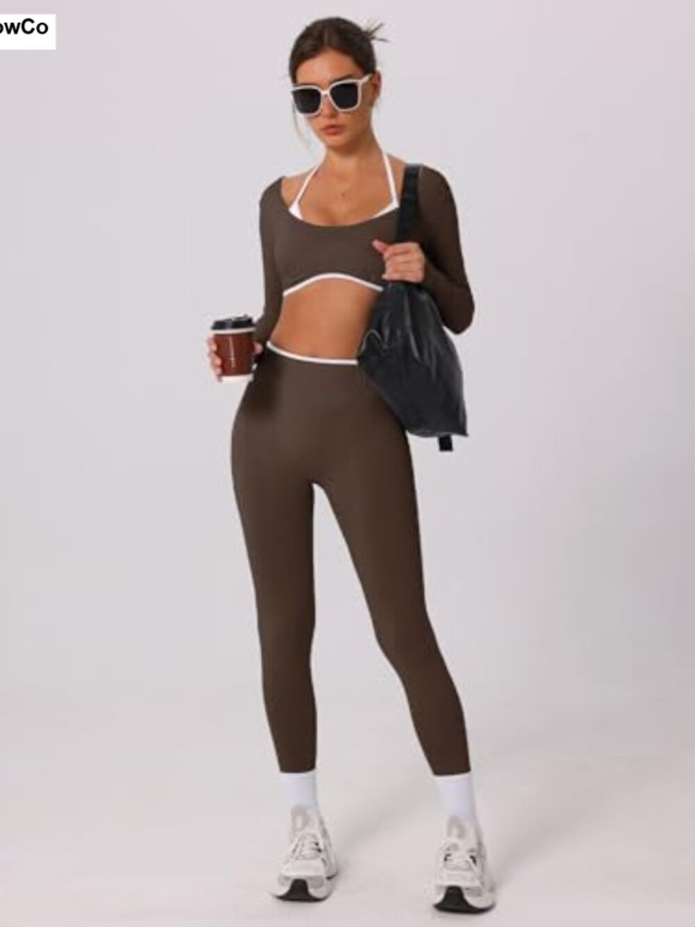 Seamless Long Sleeve Crop Top & Scrunch Leggings 2 Piece Workout Set - Picture 4 of 6